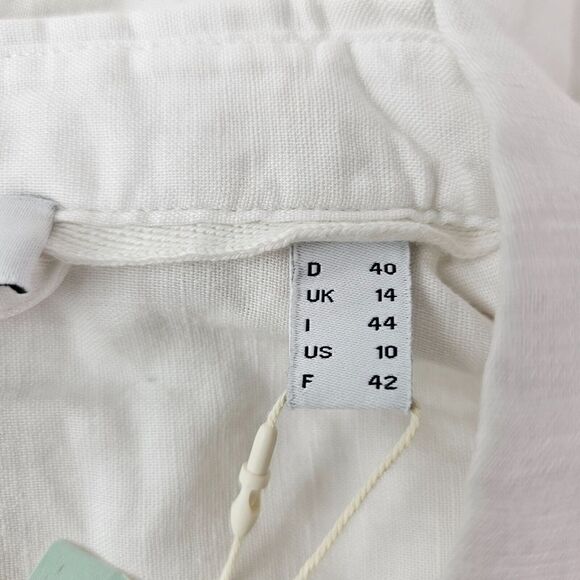 ESPRIT Button Minimalist 10 Belted Midi Shirt Dress 100% Cotton White W/Slip NWT - Picture 4 of 12